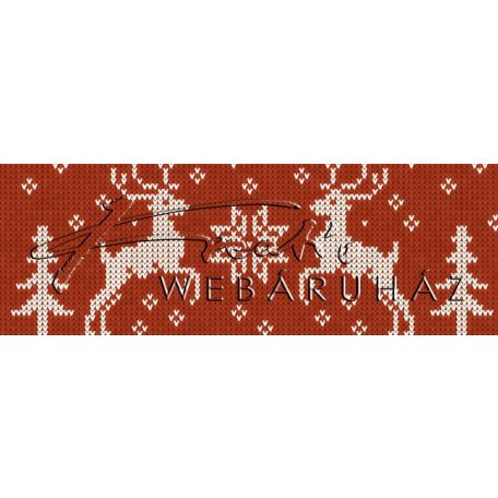 Kartonpapír - Tél és Karácsony, Motívum mintás karton szarvasos kötésmintával, piros színű