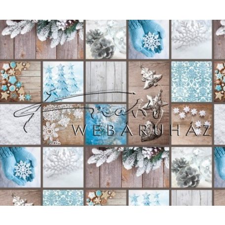 Kartonpapír - Skanzen Karácsony, Kék-fehér kézműves Karácsonyi díszek fotómontázs