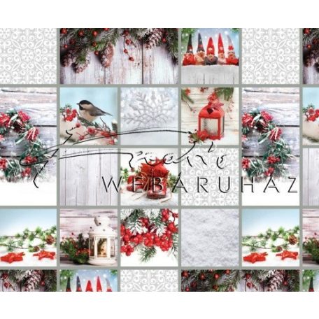 Kartonpapír - Skanzen Karácsony, Fenyőcinke és piros-fehér kézműves Karácsonyi díszek