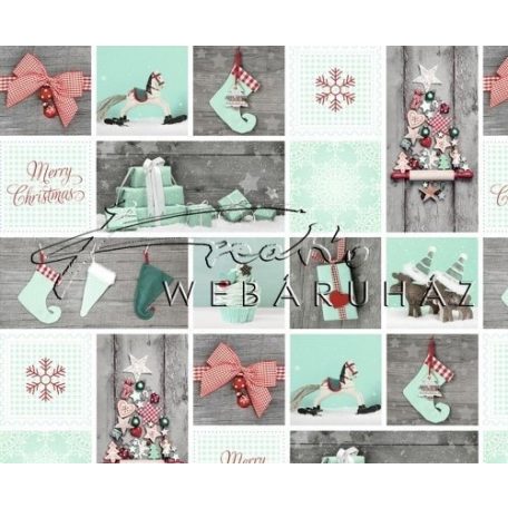 Kartonpapír - Karácsonyi hangulat fotómontázs, Mentazöld karácsonyi díszekkel mintázott
