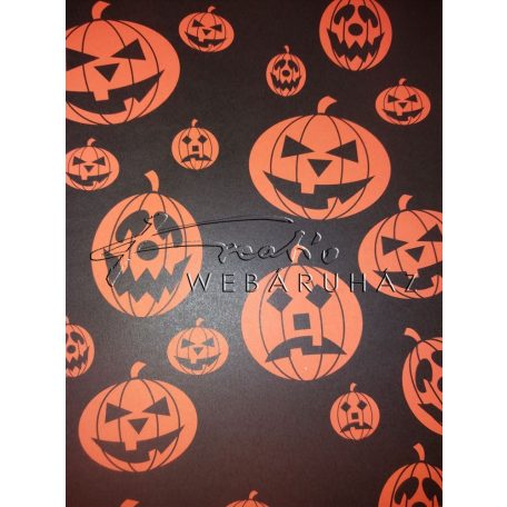 Kartonpapír - Halloween, Töklámpások fekete alapon mintás Karton, 300 g, 1 lap