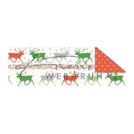 Kartonpapír- Karácsonyi piros-zöld szarvasos, designkarton, 1 lap
