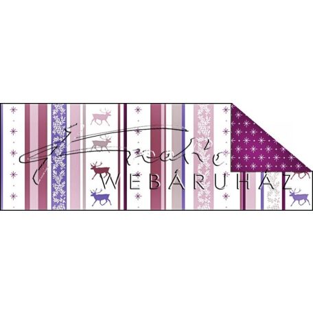 Kartonpapír - Karácsony, lila, Rénszarvas csíkos tapéta mintás Karton, 29,5x20cm, 1 lap