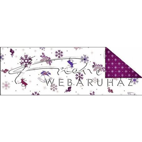   Kartonpapír - Karácsonyi lila Aprómintás karton, rénszarvas, csengettyű és téli motívumokkal