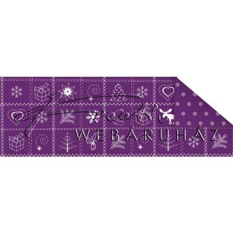 Kartonpapír - Vidéki Karácsony lila mintás karton jávorszarvasos, angyalkás hímzésminta