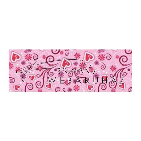 Kartonpapír - Piros apró szívecskék és virágok mintás Karton, rózsaszín alapszín, 1 lap
