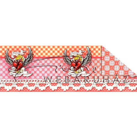 Kartonpapír - Patchwork Crazy love szárnyas szív sormintás karton, 29,5x20cm