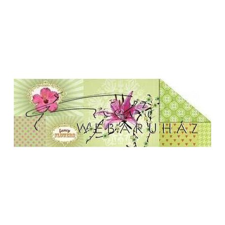 Kartonpapír - Tavaszi virágok zöld alapon, színes karton, 1 lap