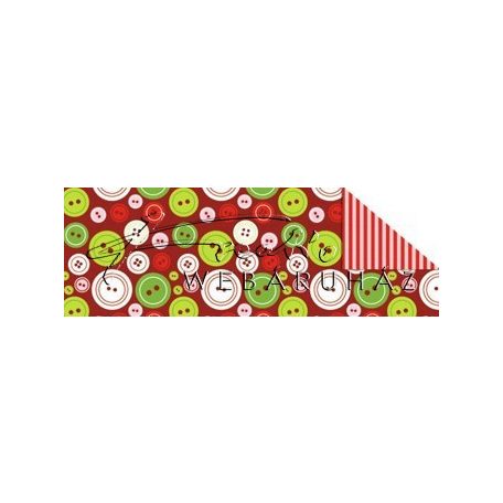 Kartonpapír - Télidő mozaik, piros-fehér-zöld gomb mintás karton