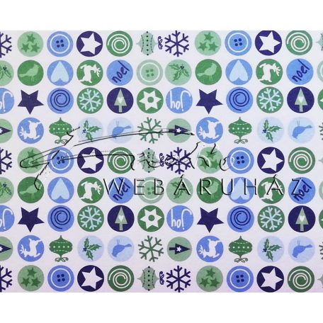 Kartonpapír - Karácsonyi varázslat apró körös mozaik, karácsonyi motívumok kék és zöld