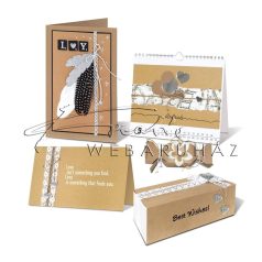   Natúr kartonpapír csomag A/4, 250 g, 16 lap - Csíkozott nátron karton, 4 színben