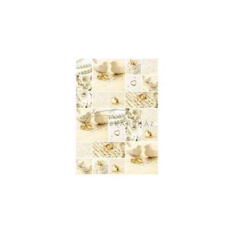 Kartonpapír csomag - Esküvői krém és arany mintás fehér karton arany fóliázással, A4 - 25 lap