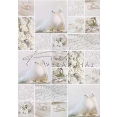   Kartonpapír - Esküvői metálfényű ezüst és fehér mintás design karton, A4 - 1 lap