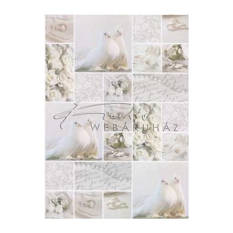 Kartonpapír - Esküvői metálfényű ezüst és fehér mintás design karton, A4 - 1 lap