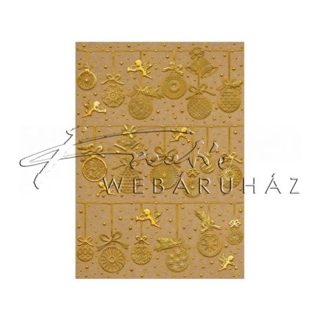 Kartonpapír - Karácsonyi díszek, mintás arany színnel dombornyomott karton, 250gr, A4 - 1 lap