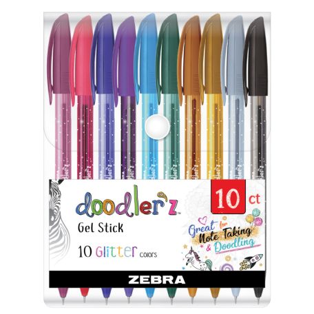 Zebra Doodler'z Zselés toll Készlet - 0,5mm Glitter Set - 10 db