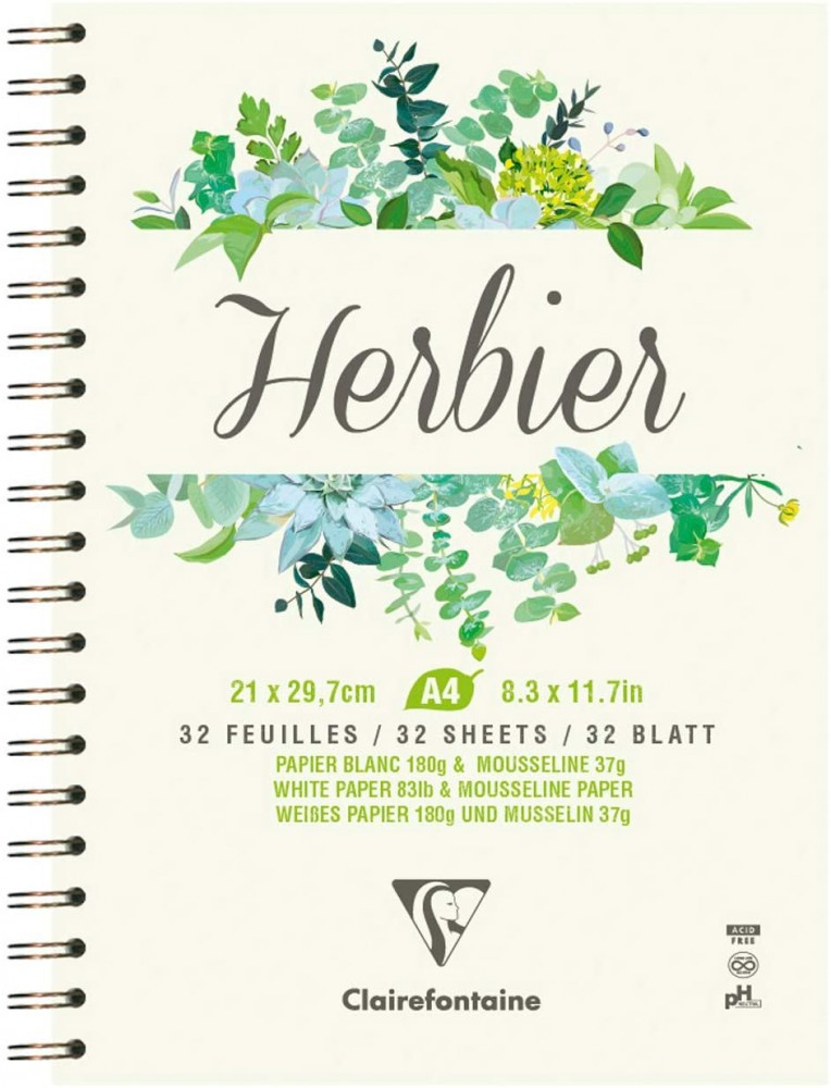 Itatóskönyv, írható, rajzolható, festhető - Növények nyomtatásához, Herbárium - 180 gr/m2 - 32 lap, A4