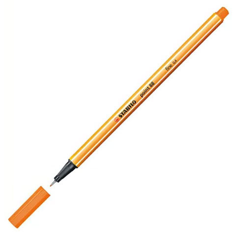 Tűfilc, 0,4 mm, STABILO "Point 88", neon narancssárga