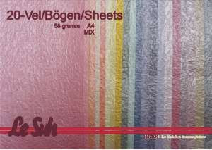 Selyempapír csomag - Gyűrött - Csillogó felületű, gyöngyházfényű gyűrött selyempapír - 20 színű csomag, 58gr., A4