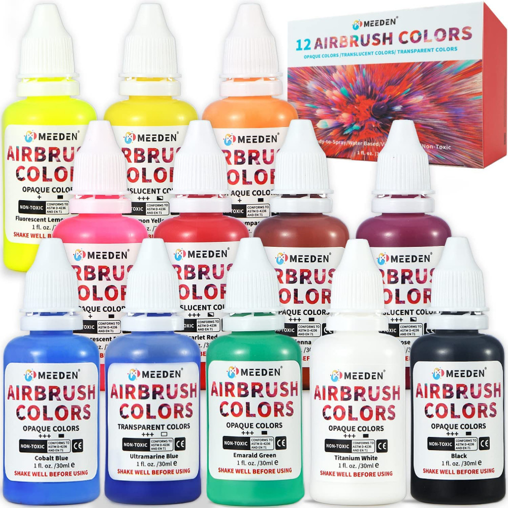M-ART MEEDEN Airbrush festék készlet, 12 színű
