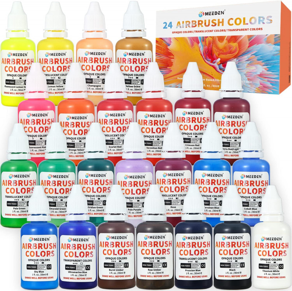 M-ART MEEDEN Airbrush festék készlet, 24 színű