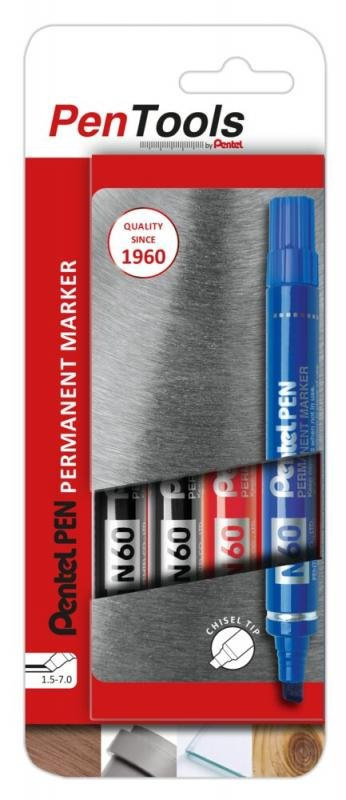 Pentel vastag vágott hegyű Alkoholos Marker 4 db-os fekete, kék, piros