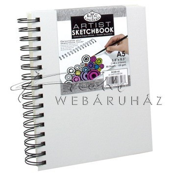 Vázlattömb, személyre szabható, fehér vászonkötéses, spirálos vázlatkönyv - Royal SketchBook A5